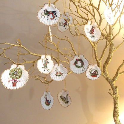 'TWELVE DAYS OF CHRISTMAS' Upcycled Scallop Shell Ornaments