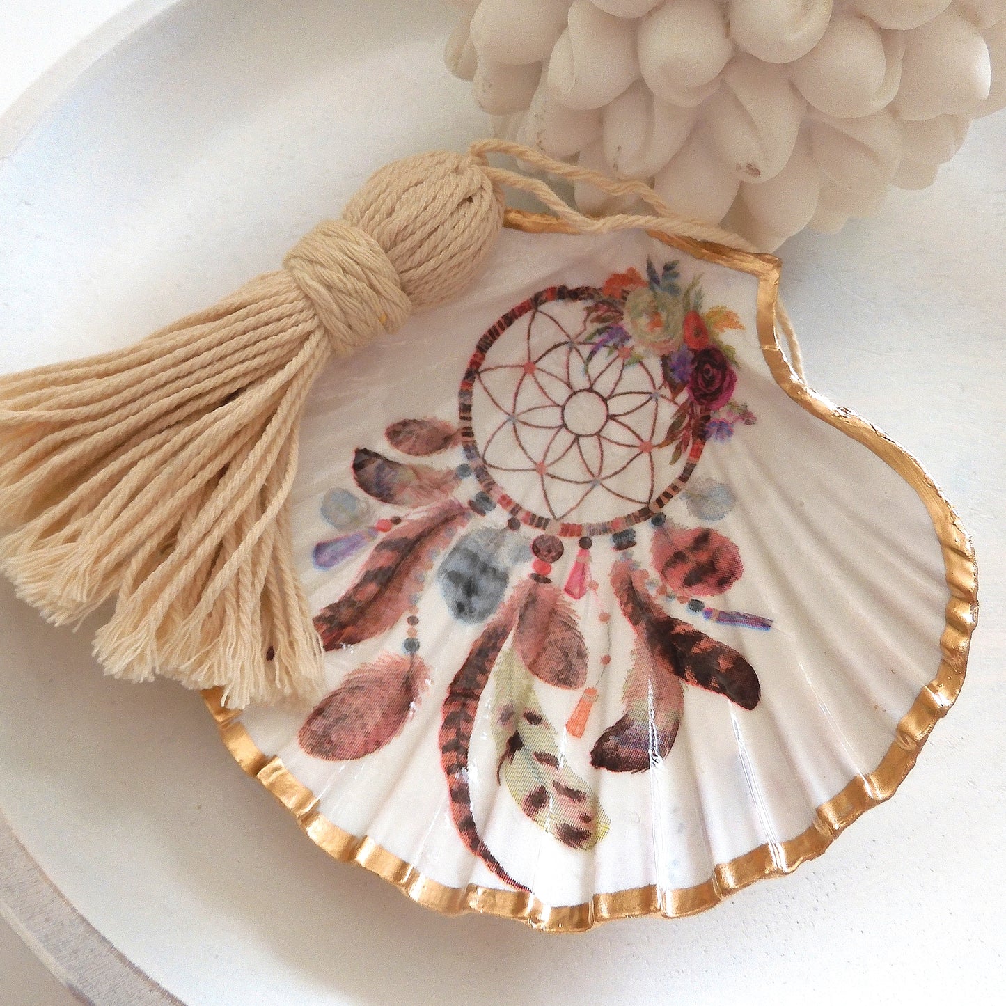 SCALLOP TRINKET JEWELLERY DISH 'BOHO VIBES'