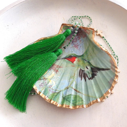 SCALLOP TRINKET DISH 'HUMMINGBIRD'