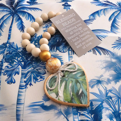 HEART BLESSING BEADS HANGER - 'PALM LEAF