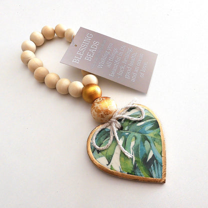 HEART BLESSING BEADS HANGER - 'PALM LEAF