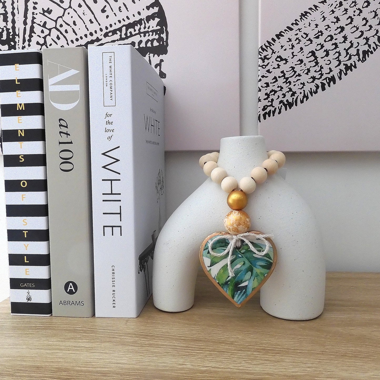 HEART BLESSING BEADS HANGER - 'PALM LEAF