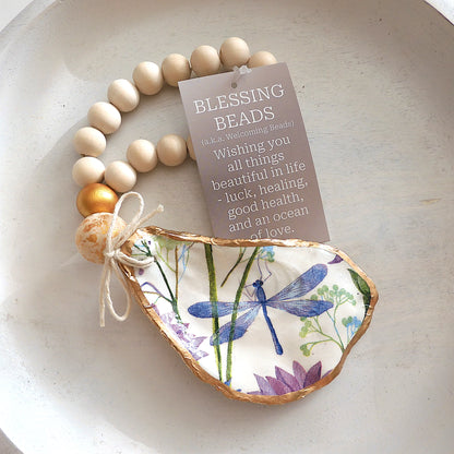 OYSTER SHELL BLESSING BEADS HANGER 12-13cm SHELL 'DRAGONFLY'