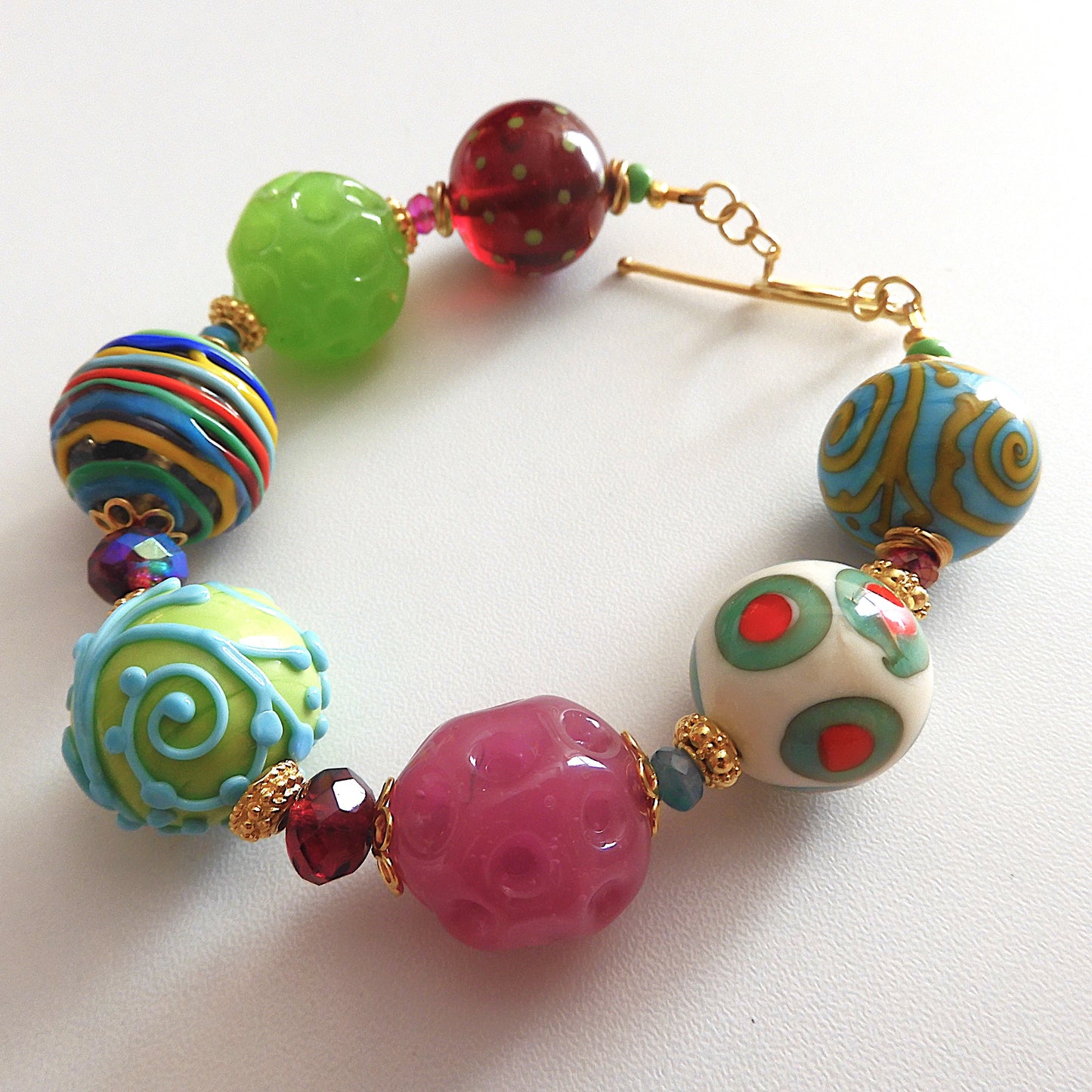 LAMPWORK GLASS BEAD BRACELET 'TAHITI'