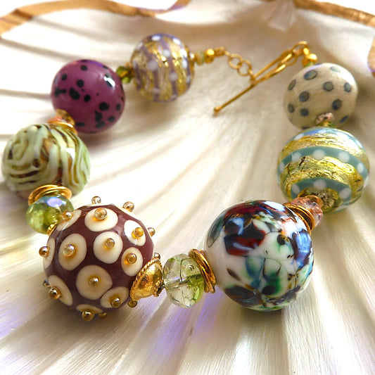 LAMPWORK GLASS BEAD BRACELET 'AUTUMN'
