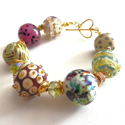 LAMPWORK GLASS BEAD BRACELET 'AUTUMN'