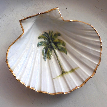 SCALLOP TRINKET JEWELLERY DISH 'PALM TREE'