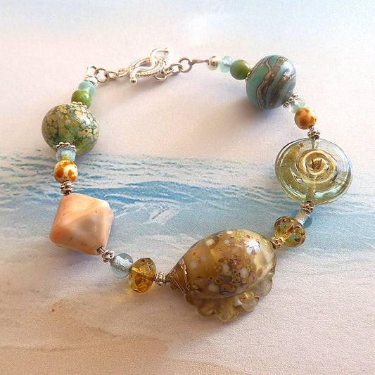 SANDY SHORES – Beach Inspired Handcrafted Lampwork Glass Beads and Sterling Silver