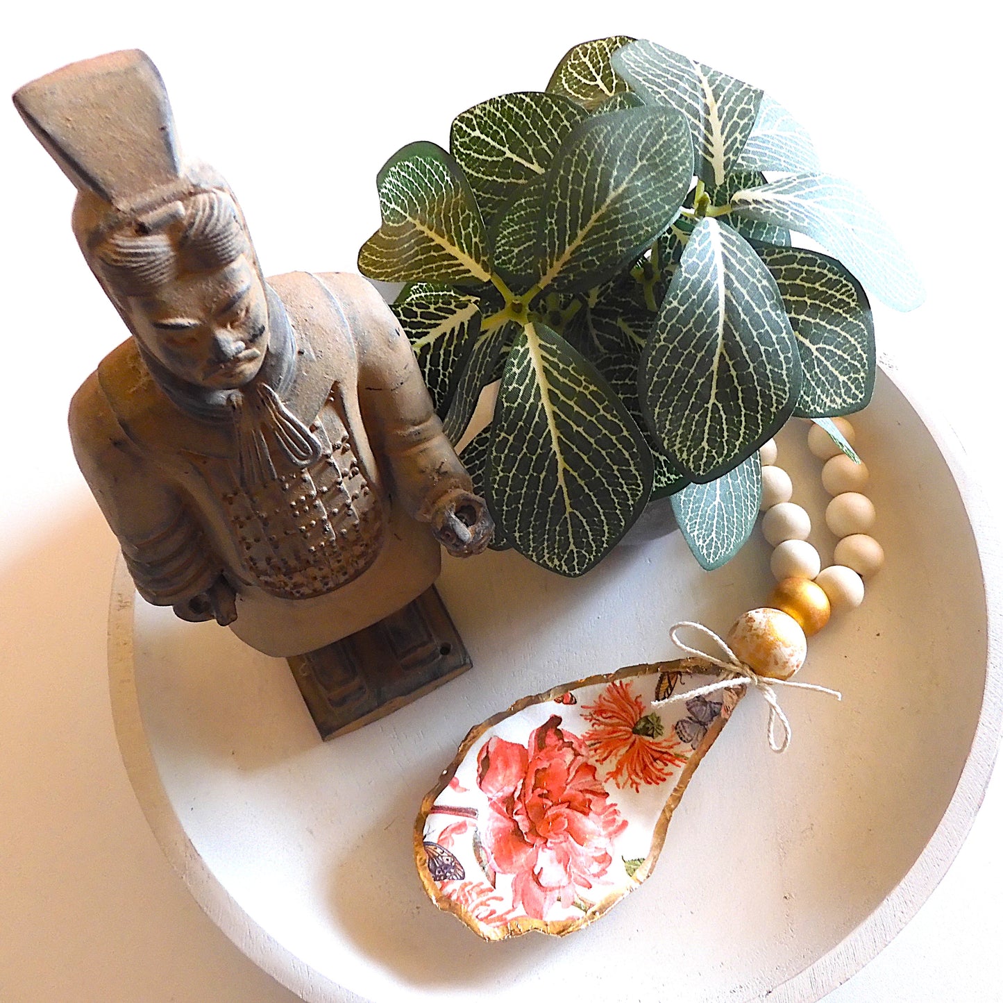 OYSTER SHELL BLESSING BEADS HANGER 12-13cm SHELL 'CHINESE PEONY'