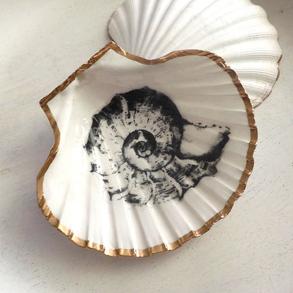 SCALLOP TRINKET DISH 'NAUTILUS' BLACK AND WHITE