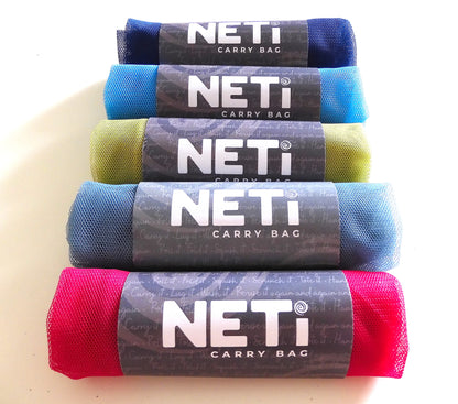 NETI CARRY BAG:  Turquoise, Hot Pink, Lime Green, Navy